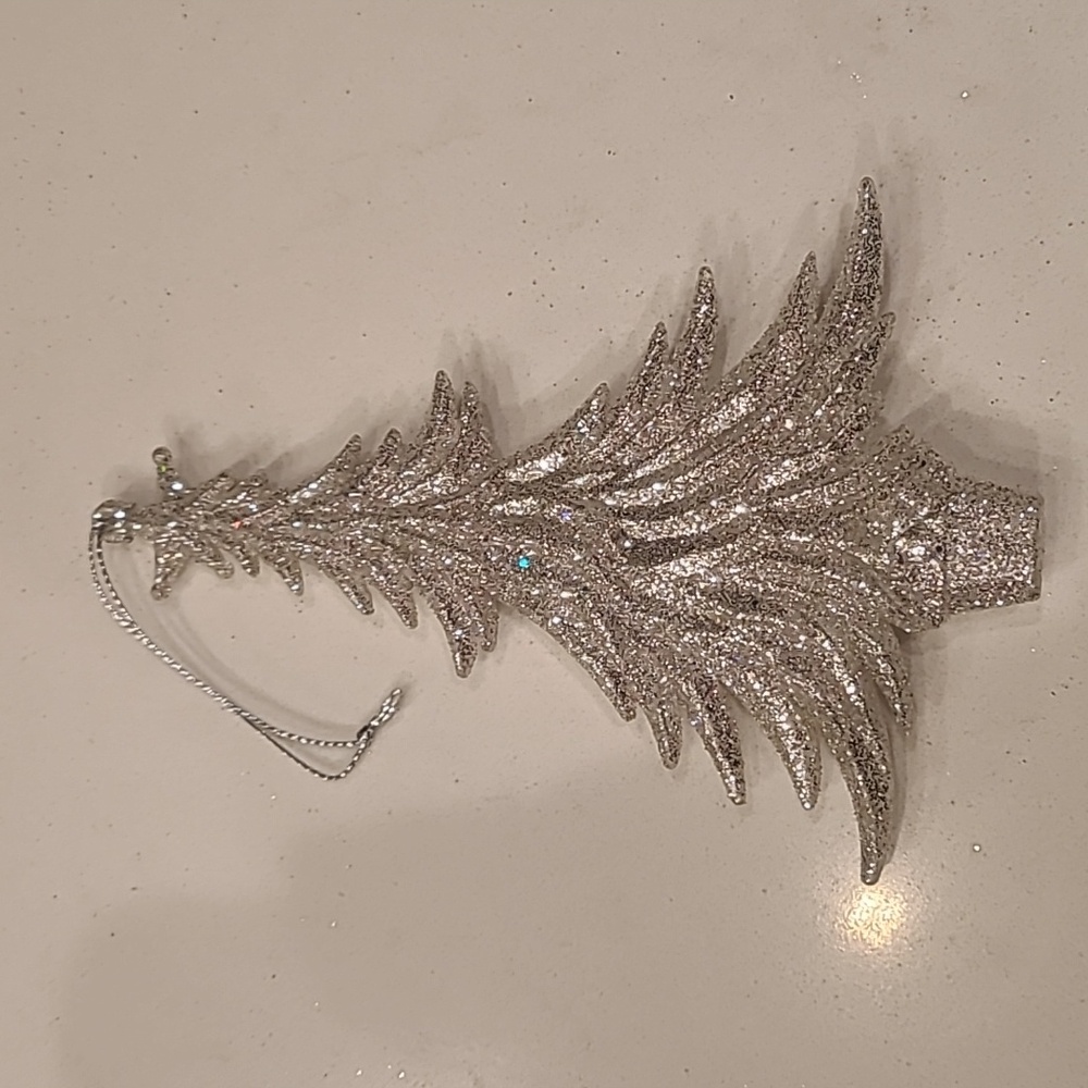 Pier 1 Imports Silver Glitter Christmas Tree Ornament